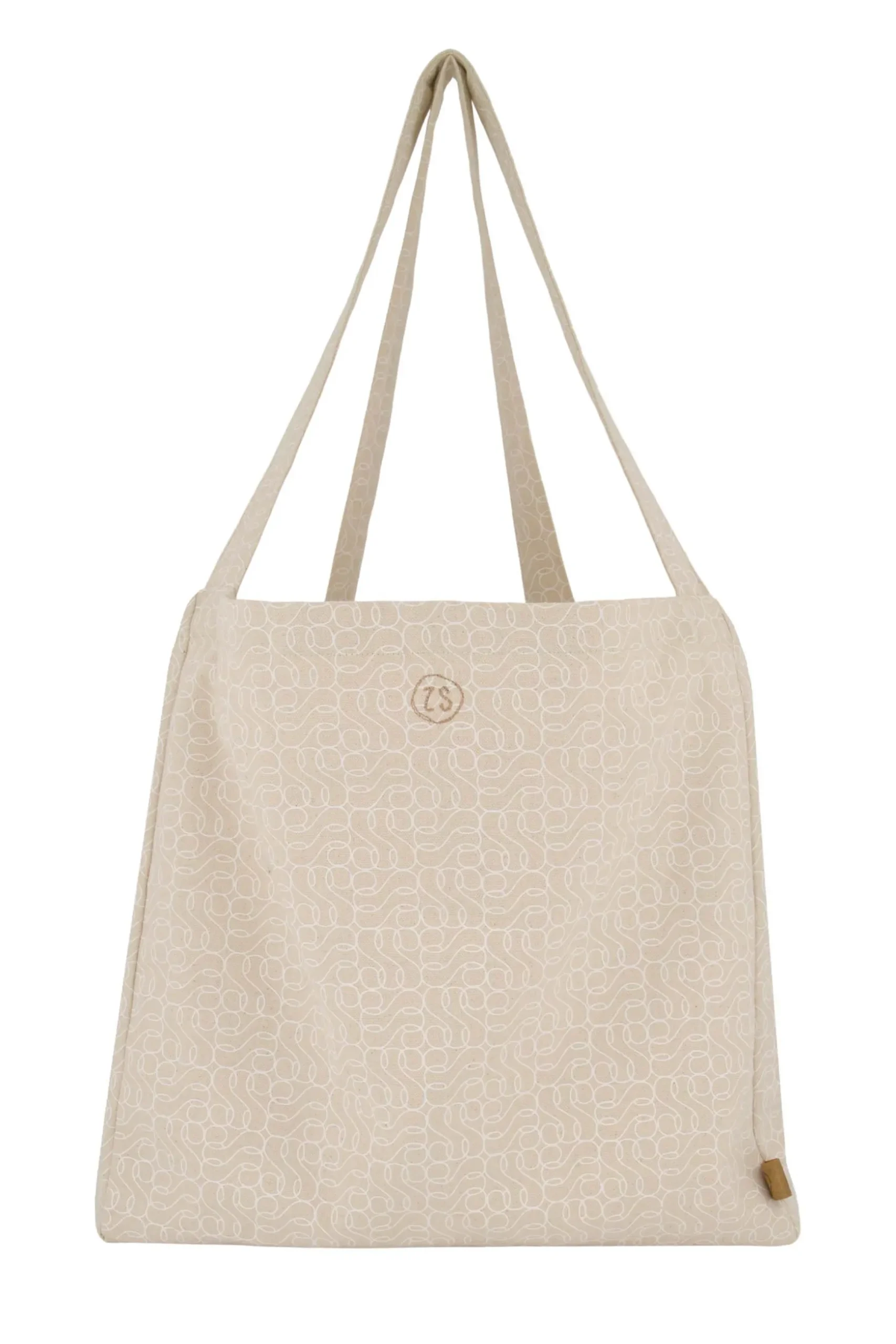 zusss katoenen tas met logoprint zand/wit