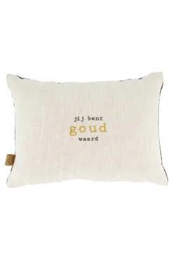 zusss kussen jij bent goud waard 35x25cm zand/donkerblauw