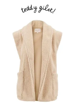 zusss lang teddy gilet met zakken off white