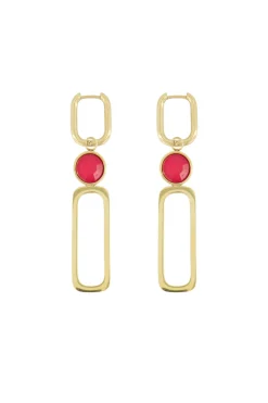 zusss oorbel met glassteen roze rood