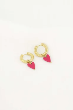 zusss oorbel met hartje roze rood