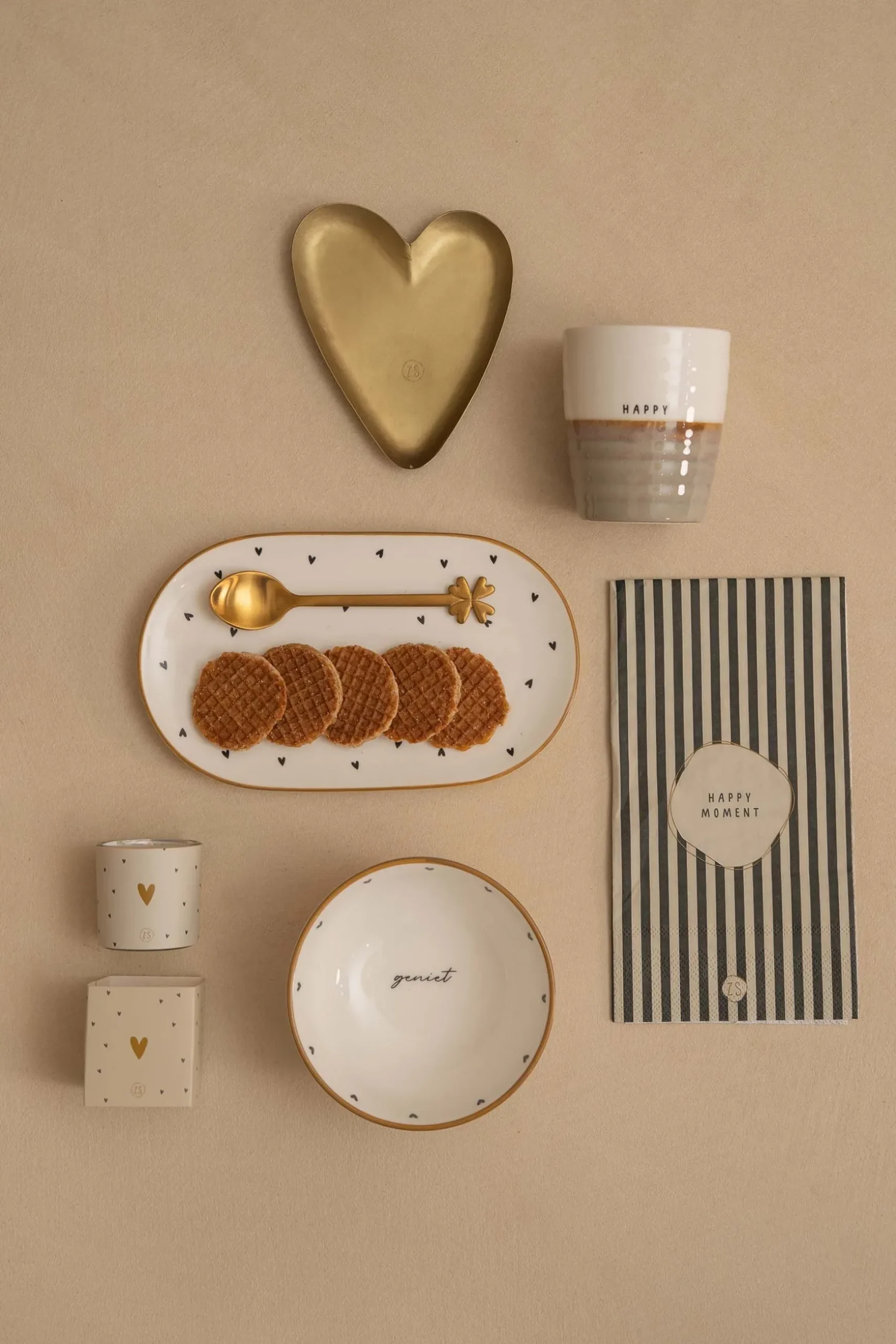 zusss servetten happy moment 11x20cm zand/antraciet