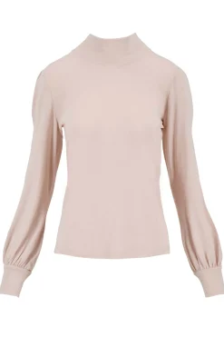 zusss top met lange mouwen en col zachtroze