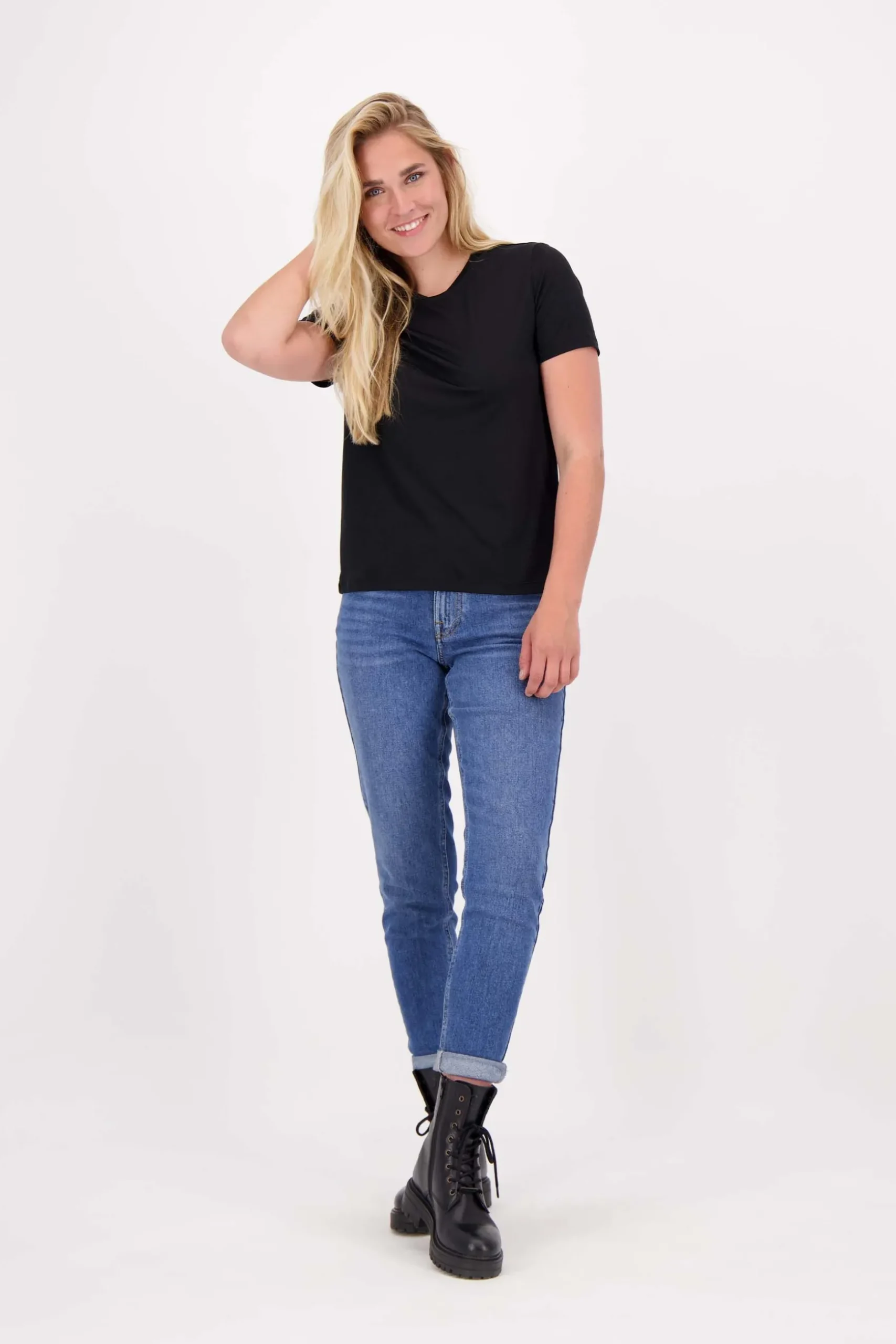 zusss t-shirt met ronde hals zwart