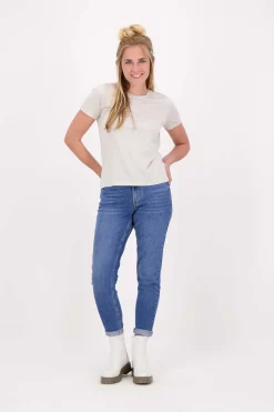 zusss t-shirt met ronde hals zand